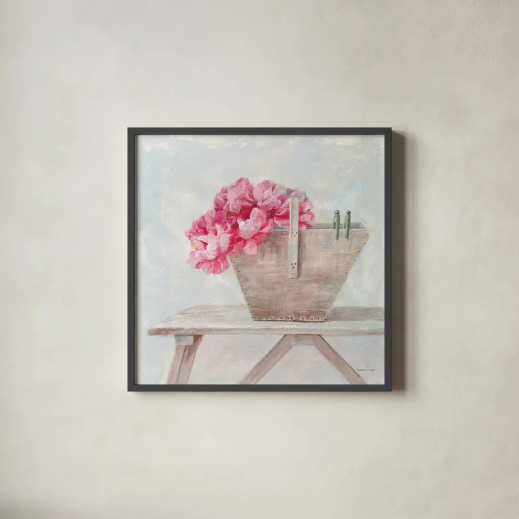 Laundry Day VI by Danhui Nai. Shown in a sleek black glass frame for a contemporary gallery look. Available as an archival giclee rolled canvas, fine art paper, or poster print. SKU 73588a.