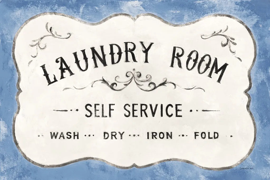 Laundry Day VII Bright Blue by Danhui Nai. SKU 75987i. Archival Giclee Fine art print for wall decor.