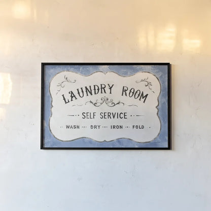 Laundry Day VII Bright Blue by Danhui Nai. shown as a paper print in a black flame. Available as a archival giclee rolled canvas, fine art paper, or poster print. SKU 75987i.