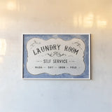 Laundry Day VII Bright Blue by Danhui Nai. shown as a paper print in a white frame. Available as a archival giclee rolled canvas, fine art paper, or poster print. SKU 75987i.