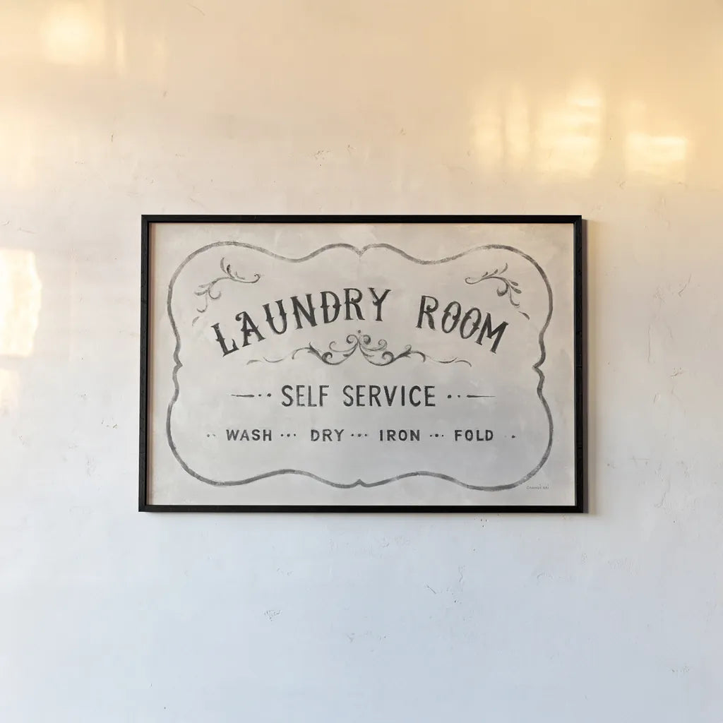 Laundry Day VII Neutral by Danhui Nai. shown as a paper print in a black flame. Available as a archival giclee rolled canvas, fine art paper, or poster print. SKU 73682i.