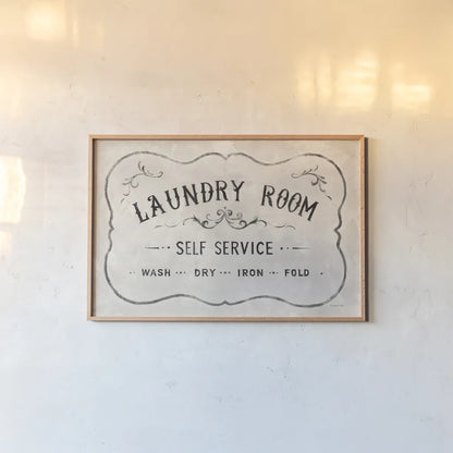 Laundry Day VII Neutral by Danhui Nai. shown as a paper print in a natural frame. Available as a archival giclee rolled canvas, fine art paper, or poster print. SKU 73682i.