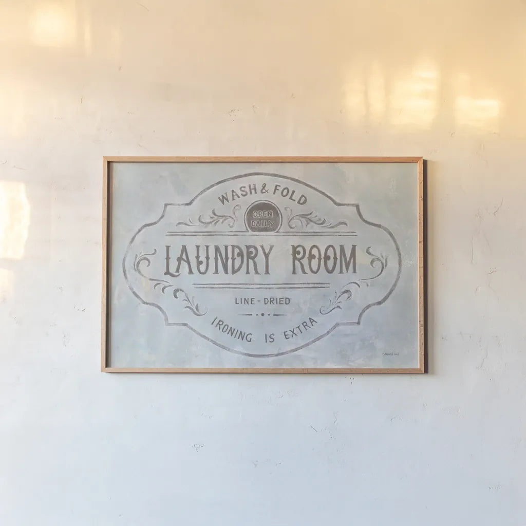 Laundry Day VIII by Danhui Nai. shown as a paper print in a natural frame. Available as a archival giclee rolled canvas, fine art paper, or poster print. SKU 73590i.