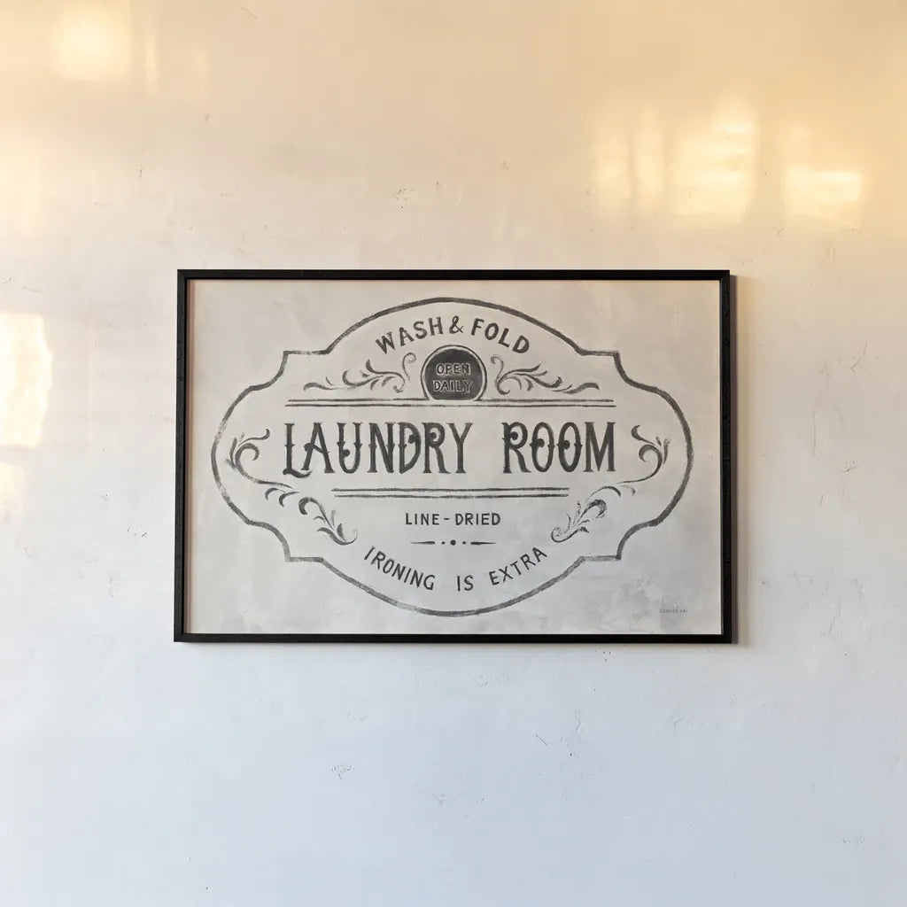 Laundry Day VIII Neutral by Danhui Nai. shown as a paper print in a black flame. Available as a archival giclee rolled canvas, fine art paper, or poster print. SKU 73683i.