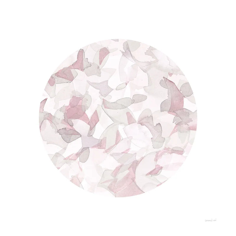 Leafy Abstract Circle I Blush Gray by Danhui Nai. SKU 41996a. Archival Giclee Fine art print for wall decor.