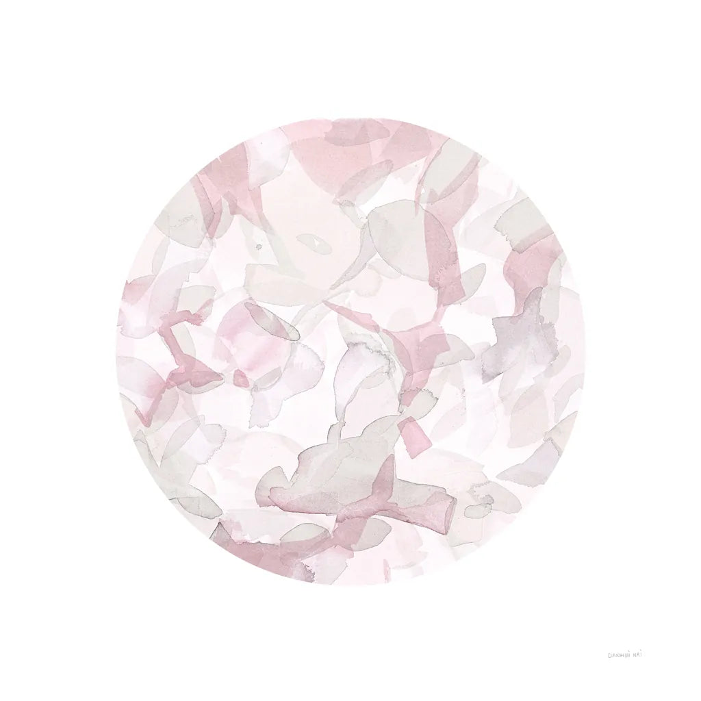Leafy Abstract Circle II Blush Gray by Danhui Nai. SKU 41997a. Archival Giclee Fine art print for wall decor.