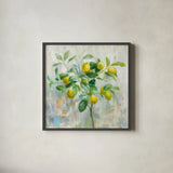 Lemon Branch by Danhui Nai. Shown in a sleek black glass frame for a contemporary gallery look. Available as an archival giclee rolled canvas, fine art paper, or poster print. SKU 48295a.