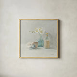Light Freesia Spa by Danhui Nai. Shown in a natural wood glass frame for a timeless modern aesthetic. Available as an archival giclee rolled canvas, fine art paper, or poster print. SKU 54158a.