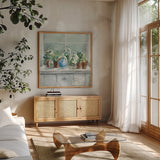 Light Windowsill Vintage by Danhui Nai. Shown in a natural wood frame in a cozy modern living room. Available as an archival giclee rolled canvas, fine art paper, or poster print. SKU 57442a.