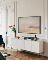 Light on the Water by Danhui Nai. shown as a framed stretched canvas in a living room above a console. Available as a archival giclee rolled canvas, fine art paper, or poster print. SKU 67219i.