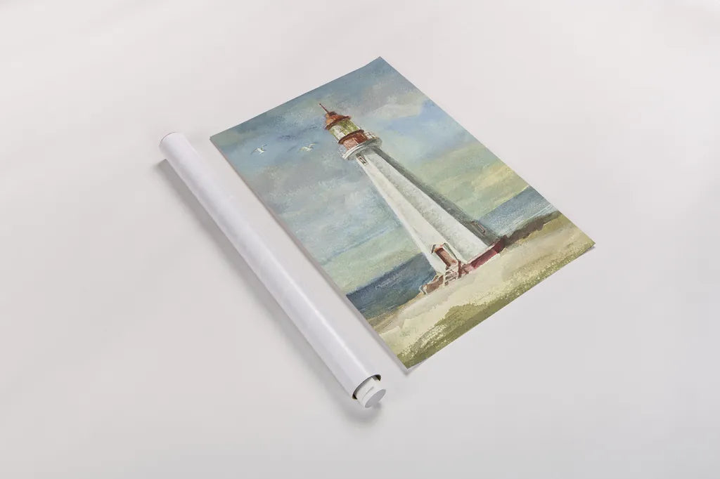 Lighthouse III by Danhui Nai. shown as a rolled paper print. Available as archival giclee rolled canvas, fine art paper, or poster print. SKU 5895h.