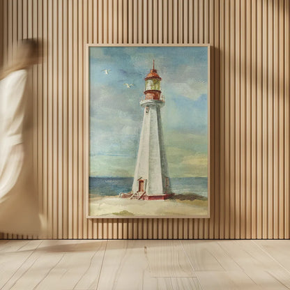 Lighthouse III by Danhui Nai. shown as over sized large wall art. Available as an archival giclee rolled canvas, fine art paper, or poster print. SKU 5895h.