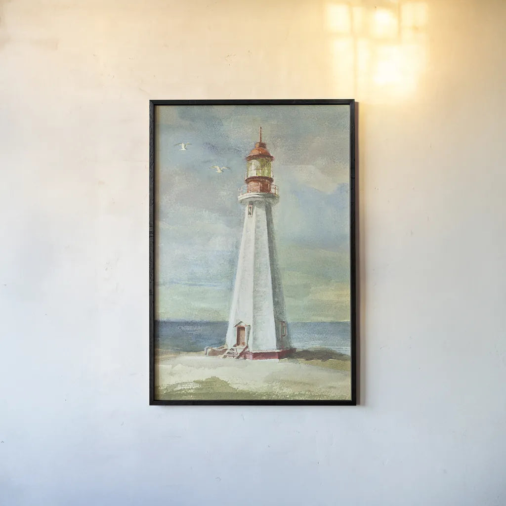 Lighthouse III by Danhui Nai. shown as a paper print in a black flame. Available as a archival giclee rolled canvas, fine art paper, or poster print. SKU 5895h.