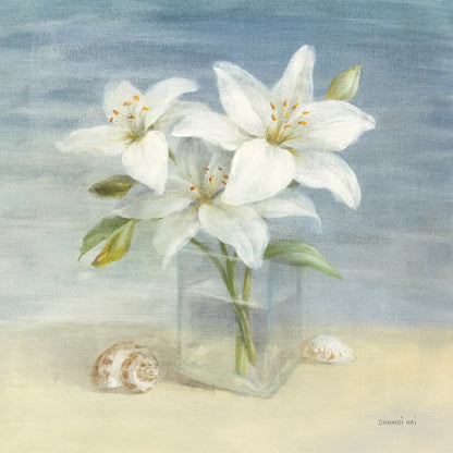Lilies and Shells by Danhui Nai. SKU 2903a. Archival Giclee Fine art print for wall decor.