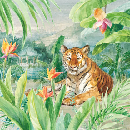 Lounging Tiger by Danhui Nai. SKU 77486a. Archival Giclee Fine art print for wall decor.