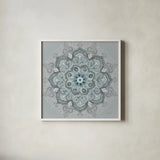 Lunar Embrace II by Danhui Nai. Shown in a crisp white glass frame for a clean and minimalist style. Available as an archival giclee rolled canvas, fine art paper, or poster print. SKU 90794a.