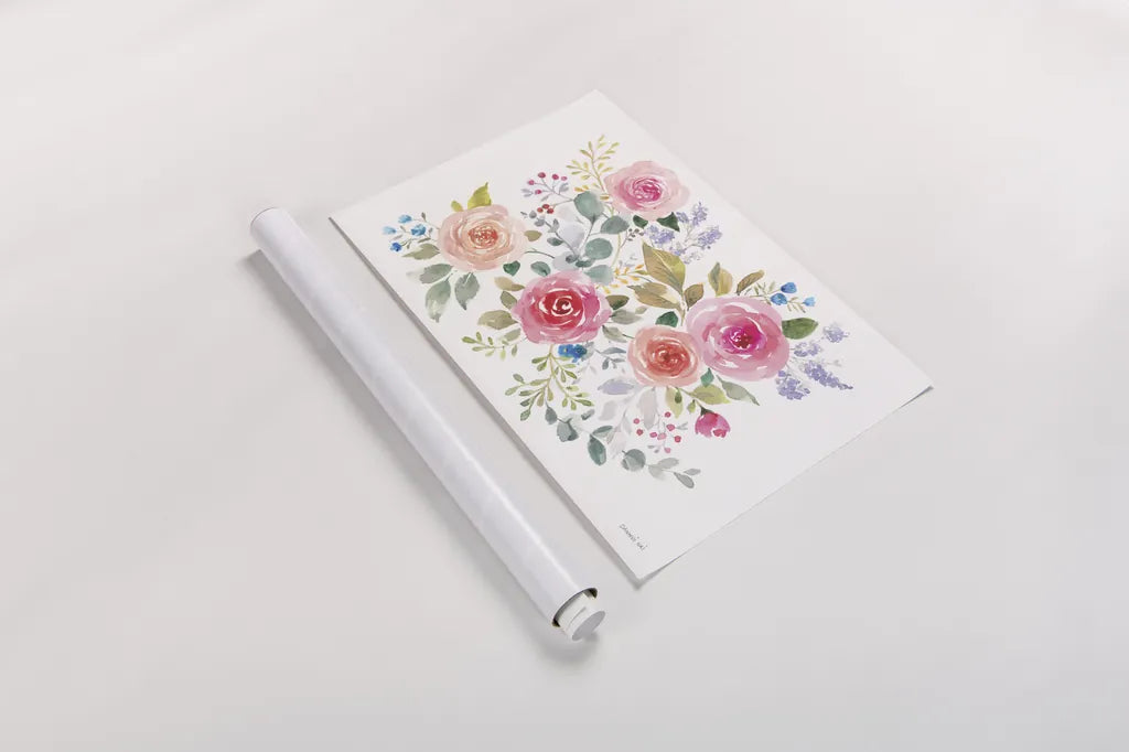 Lush Roses II Horizontal by Danhui Nai. shown as a rolled paper print. Available as archival giclee rolled canvas, fine art paper, or poster print. SKU 68819i.