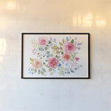 Lush Roses II Horizontal by Danhui Nai. shown as a paper print in a black flame. Available as a archival giclee rolled canvas, fine art paper, or poster print. SKU 68819i.