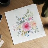 Lush Roses III by Danhui Nai. Shown as a detailed flat fine art print, highlighting archival giclee quality. Available as an archival giclee rolled canvas, fine art paper, or poster print. SKU 68815a.