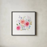Lush Roses IV by Danhui Nai. Shown in a sleek black glass frame for a contemporary gallery look. Available as an archival giclee rolled canvas, fine art paper, or poster print. SKU 68816a.