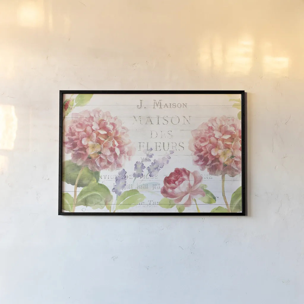 Maison Des Fleurs II by Danhui Nai. shown as a paper print in a black flame. Available as a archival giclee rolled canvas, fine art paper, or poster print. SKU 45832i.