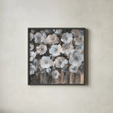 Malmo Blossoms Crop by Danhui Nai. Shown in a sleek black glass frame for a contemporary gallery look. Available as an archival giclee rolled canvas, fine art paper, or poster print. SKU 77792a.