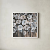 Malmo Blossoms Crop by Danhui Nai. Shown in a crisp white glass frame for a clean and minimalist style. Available as an archival giclee rolled canvas, fine art paper, or poster print. SKU 77792a.