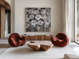 Malmo Blossoms Crop by Danhui Nai. Shown as extra-large giant wall art in a modern living room. Available as an archival giclee rolled canvas, fine art paper, or poster print. SKU 77792a.