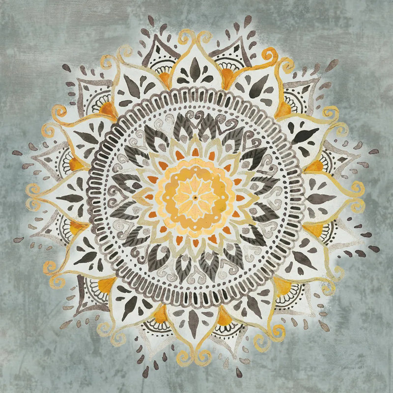 Mandala Delight I Yellow Grey by Danhui Nai. SKU 45668a. Archival Giclee Fine art print for wall decor.