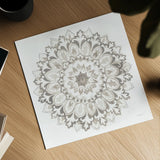 Mandala Delight II Neutral by Danhui Nai. Shown as a detailed flat fine art print, highlighting archival giclee quality. Available as an archival giclee rolled canvas, fine art paper, or poster print. SKU 56582a.