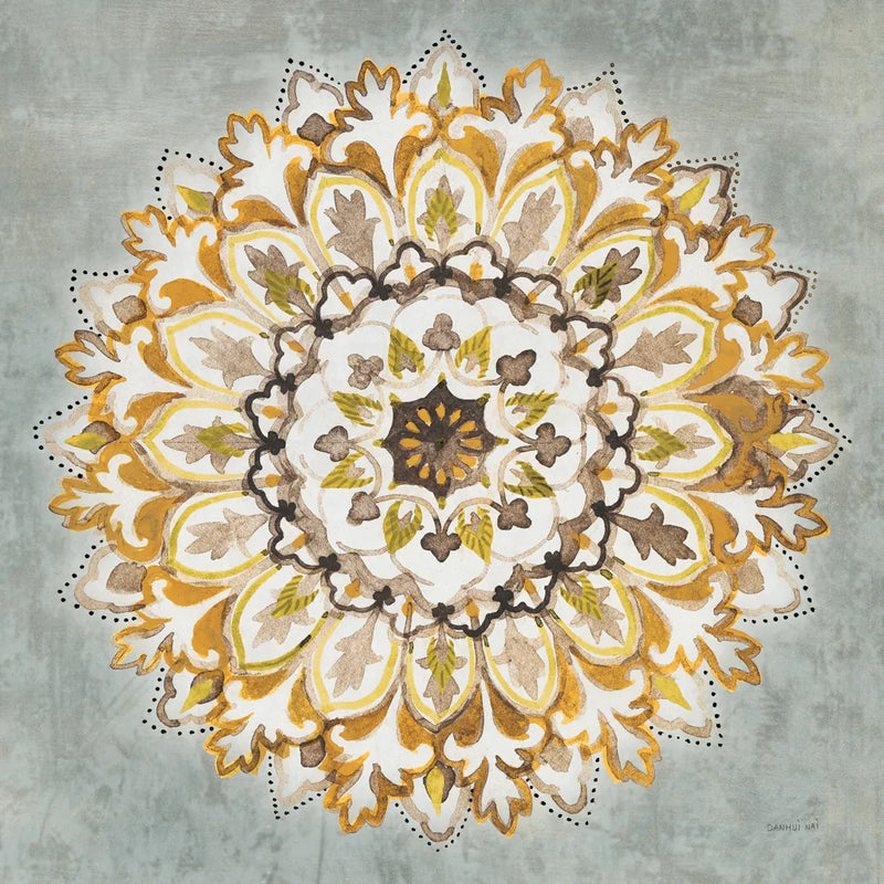 Mandala Delight II Yellow Grey by Danhui Nai. SKU 45669a. Archival Giclee Fine art print for wall decor.