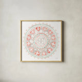 Mandala Delight III by Danhui Nai. Shown in a natural wood glass frame for a timeless modern aesthetic. Available as an archival giclee rolled canvas, fine art paper, or poster print. SKU 43081a.
