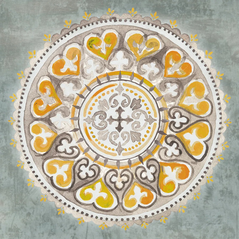 Mandala Delight III Yellow Grey by Danhui Nai. SKU 45670a. Archival Giclee Fine art print for wall decor.