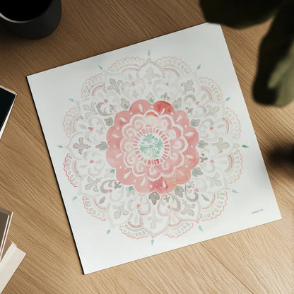 Mandala Delight IV by Danhui Nai. Shown as a detailed flat fine art print, highlighting archival giclee quality. Available as an archival giclee rolled canvas, fine art paper, or poster print. SKU 43082a.