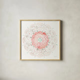 Mandala Delight IV by Danhui Nai. Shown in a natural wood glass frame for a timeless modern aesthetic. Available as an archival giclee rolled canvas, fine art paper, or poster print. SKU 43082a.