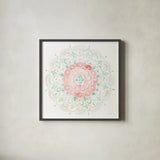 Mandala Delight IV Blue Green by Danhui Nai. Shown in a sleek black glass frame for a contemporary gallery look. Available as an archival giclee rolled canvas, fine art paper, or poster print. SKU 56948a.