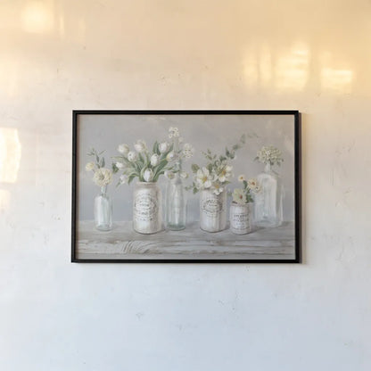 Marmalade Flowers I Neutral by Danhui Nai. shown as a paper print in a black flame. Available as a archival giclee rolled canvas, fine art paper, or poster print. SKU 78283i.