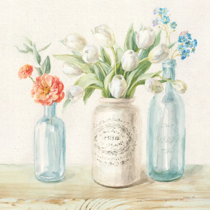 Marmalade Flowers II Linen by Danhui Nai. SKU 80180a. Archival Giclee Fine art print for wall decor.