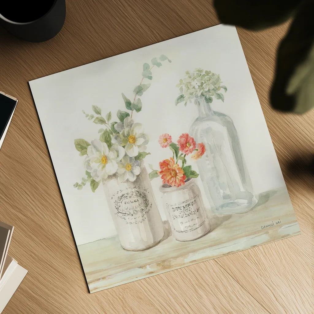 Marmalade Flowers III by Danhui Nai. Shown as a detailed flat fine art print, highlighting archival giclee quality. Available as an archival giclee rolled canvas, fine art paper, or poster print. SKU 74532a.