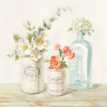 Marmalade Flowers III Linen by Danhui Nai. SKU 80181a. Archival Giclee Fine art print for wall decor.