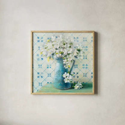 May Blossoms II Crop by Danhui Nai. Shown in a natural wood glass frame for a timeless modern aesthetic. Available as an archival giclee rolled canvas, fine art paper, or poster print. SKU 16265a.