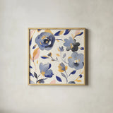 May Flowers II by Danhui Nai. Shown in a natural wood glass frame for a timeless modern aesthetic. Available as an archival giclee rolled canvas, fine art paper, or poster print. SKU 71820a.