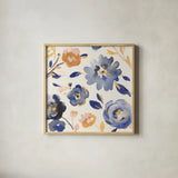 May Flowers III by Danhui Nai. Shown in a natural wood glass frame for a timeless modern aesthetic. Available as an archival giclee rolled canvas, fine art paper, or poster print. SKU 71821a.