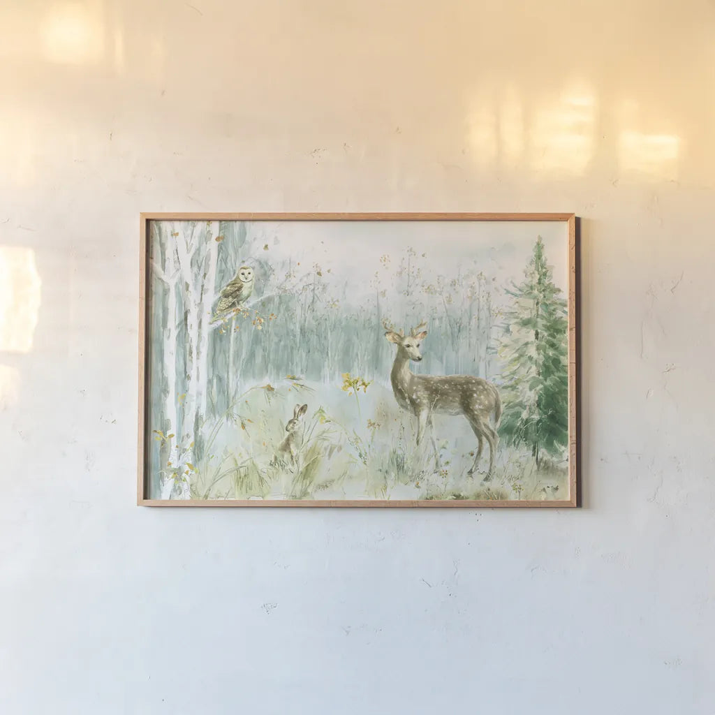 Meadows Edge I by Danhui Nai. shown as a paper print in a natural frame. Available as a archival giclee rolled canvas, fine art paper, or poster print. SKU 61968i.