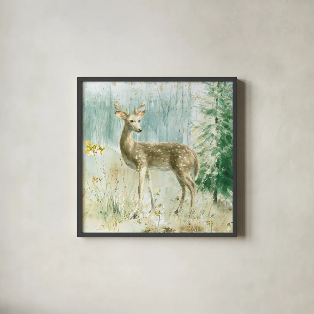 Meadows Edge III by Danhui Nai. Shown in a sleek black glass frame for a contemporary gallery look. Available as an archival giclee rolled canvas, fine art paper, or poster print. SKU 61970a.
