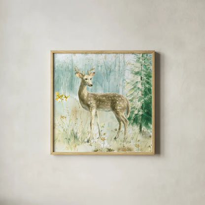 Meadows Edge III by Danhui Nai. Shown in a natural wood glass frame for a timeless modern aesthetic. Available as an archival giclee rolled canvas, fine art paper, or poster print. SKU 61970a.
