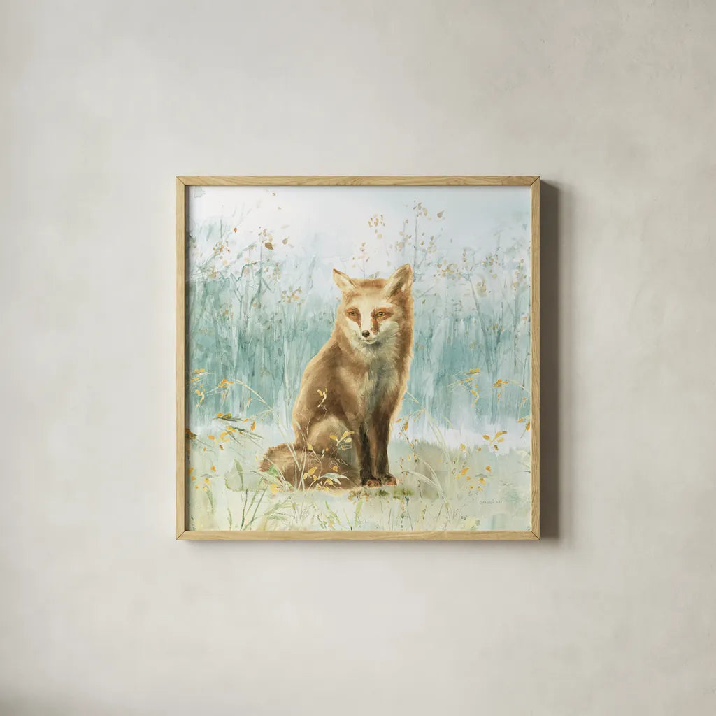 Meadows Edge IV by Danhui Nai. Shown in a natural wood glass frame for a timeless modern aesthetic. Available as an archival giclee rolled canvas, fine art paper, or poster print. SKU 61971a.