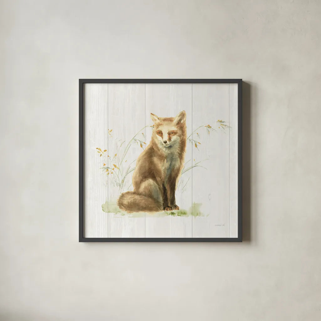 Meadows Edge IV on Wood by Danhui Nai. Shown in a sleek black glass frame for a contemporary gallery look. Available as an archival giclee rolled canvas, fine art paper, or poster print. SKU 61977a.