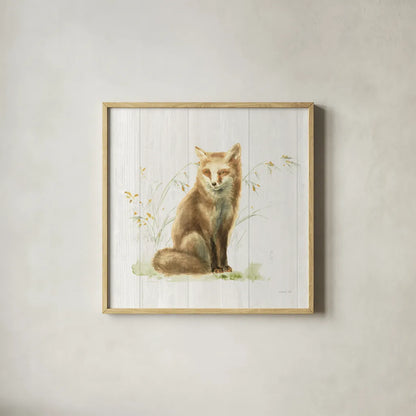 Meadows Edge IV on Wood by Danhui Nai. Shown in a natural wood glass frame for a timeless modern aesthetic. Available as an archival giclee rolled canvas, fine art paper, or poster print. SKU 61977a.