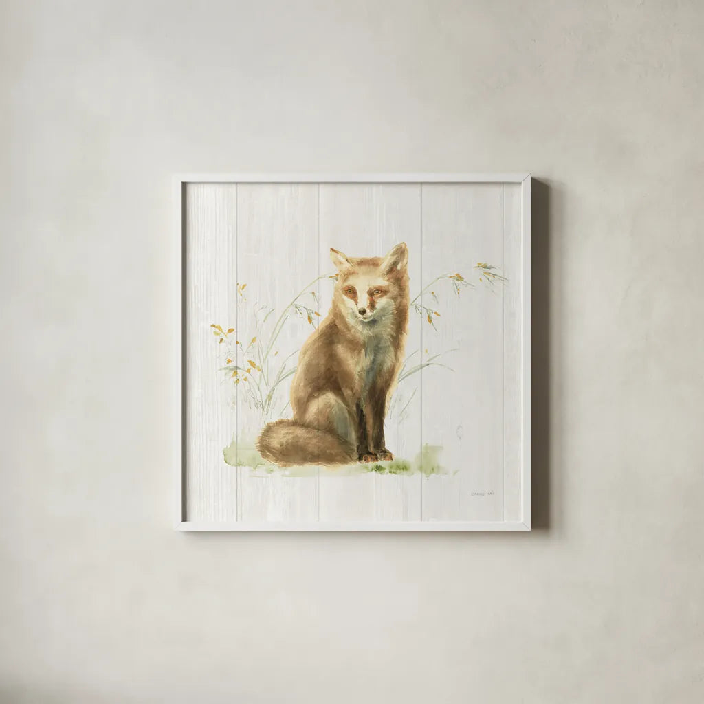 Meadows Edge IV on Wood by Danhui Nai. Shown in a crisp white glass frame for a clean and minimalist style. Available as an archival giclee rolled canvas, fine art paper, or poster print. SKU 61977a.
